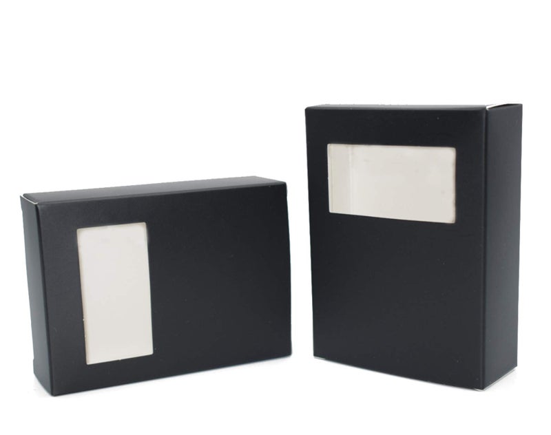 catin 50pcs Black Soap Packaging Boxes for Homemade Soap, Kraft Paper Soap Boxes with Rectangle Open Window - Image 1